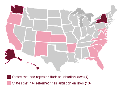 abortion roe wade states before rights charts laws illegal state 1972 guttmacher changed map abortions allowed law 1970s ban york