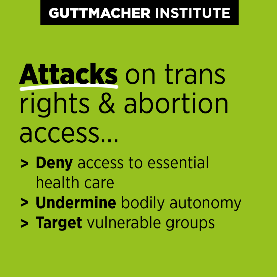 Instagram format text graphic reading Attacks on trans rights & abortion access