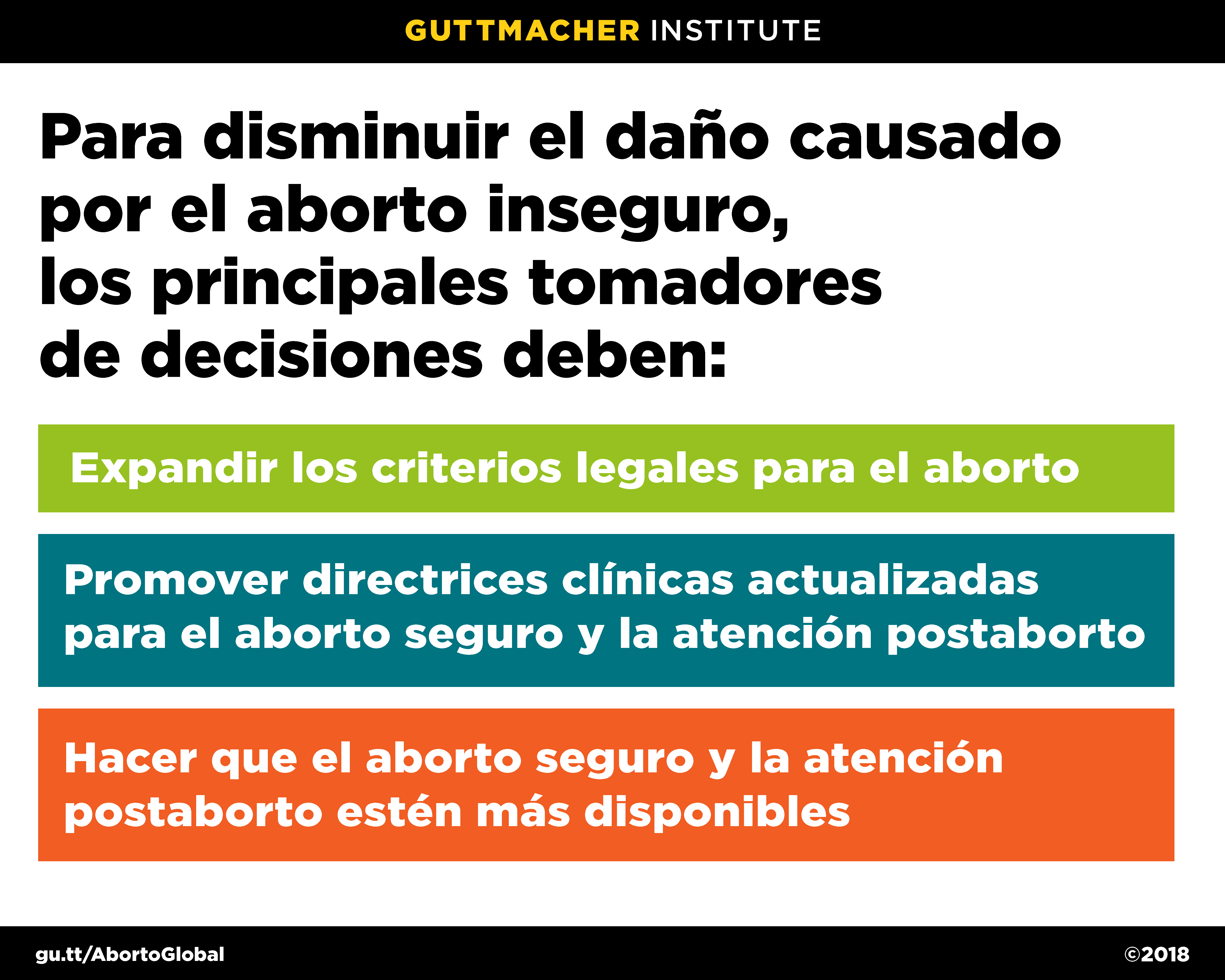 Liberalizar restricciones, promover directrices clínicas modernas, expandir servicios seguros de aborto y atención postaborto