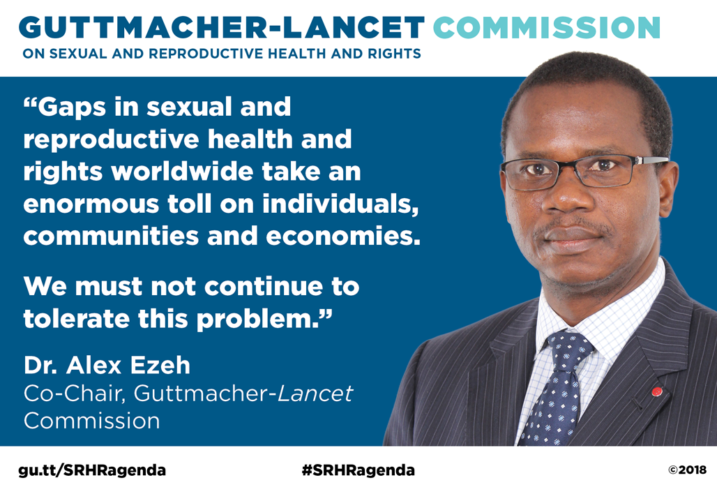 Graphic showing Dr. Alex Ezeh quote on the Guttmacher-Lancet Commission