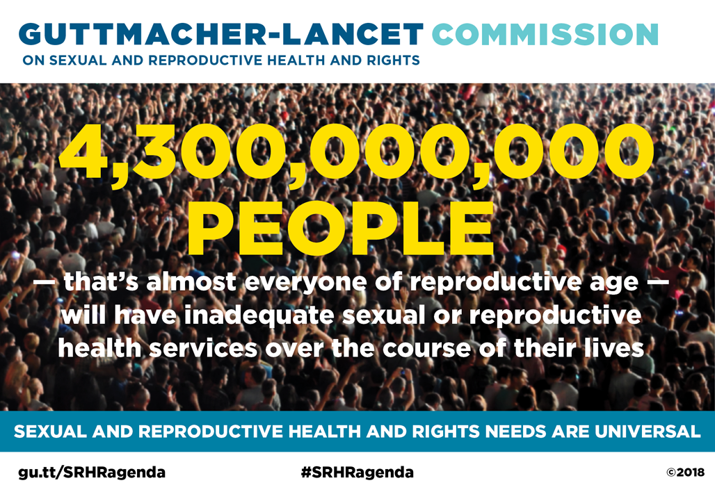 Graphic showing that 4.3 billion people of reproductive age lack adequate sexual and reproductive health care