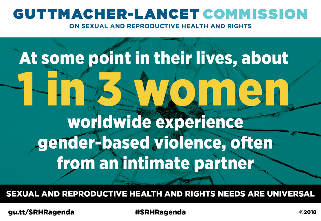 Graphic showing that one in three women worldwide experiences gender-based violence
