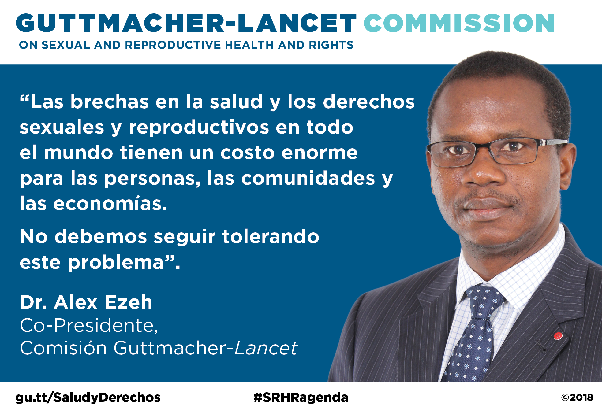 Gráfico que muestra la cita del Dr. Alex Ezeh sobre la Comisión Guttmacher-Lancet