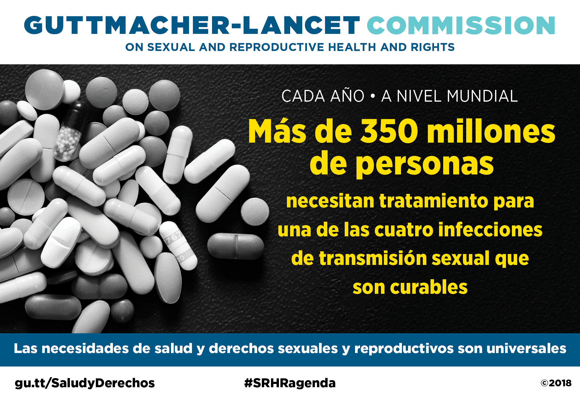 Gráfico que muestra que más de 350 millones de personas necesitan tratamiento para una de las cuatro ITS curables a nivel mundial cada año