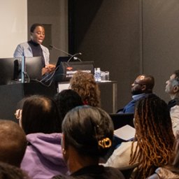 Onikepe Owolabi, Vice President for International Research, presents her research on abortion stigma in Nairobi and Burkina Faso at the International Population Conference in Brisbane, Australia in July 2025.  (Photo by NEOTEQ) 