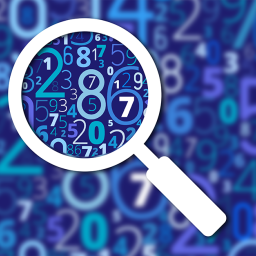 An image of scattered numbers blurred out, with a looking glass showing clear numbers. 