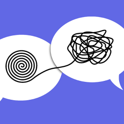 An image of two speech bubbles with squiggly lines, representing confusion. 