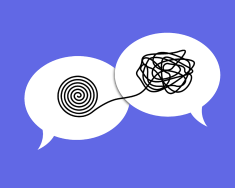 An image of two speech bubbles with squiggly lines, representing confusion. 