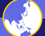 Map of Asia highlighted in blue, surrounded by a yellow circle.