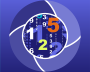 Illustration on a navy blue background of a camera aperture centered on an image of scattered numbers in violet, white, orange, and yellow.