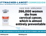 Graphic showing that 266,000 women worldwide die from preventable cervical cancer each year