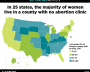 Image: map showing the majority of women live in a county with no abortion clinic