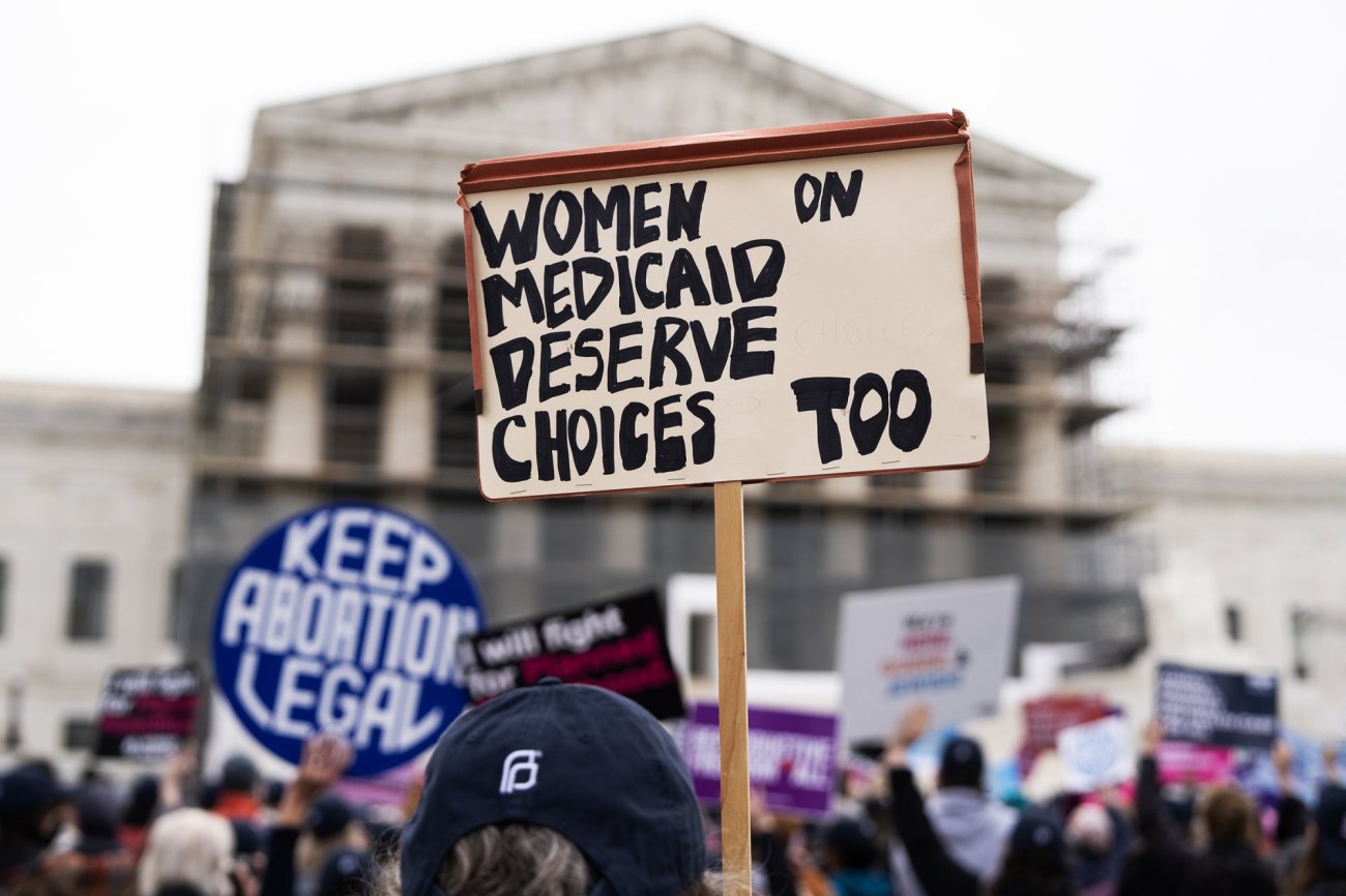 Demonstrators gather in front of the US Supreme Court as Medina v. Planned Parenthood South Atlantic is heard in April 2025. (Photo by Tom Williams/Getty Images)