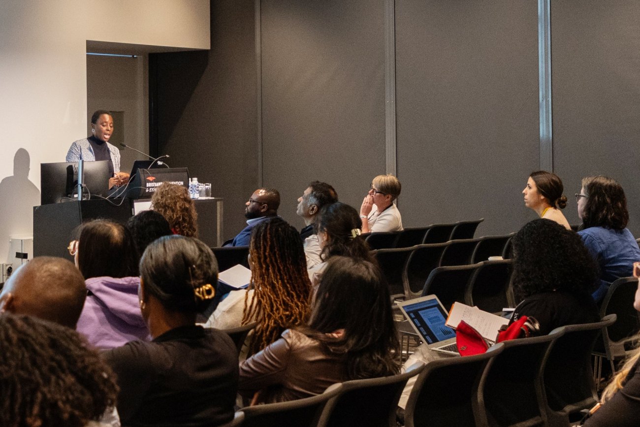 Onikepe Owolabi, Vice President for International Research, presents her research on abortion stigma in Nairobi and Burkina Faso at the International Population Conference in Brisbane, Australia in July 2025.  (Photo by NEOTEQ) 