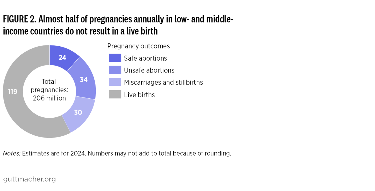 Figure 2. Almost half of pregnancies annually in low- and middle-income countries do not result in a live birth