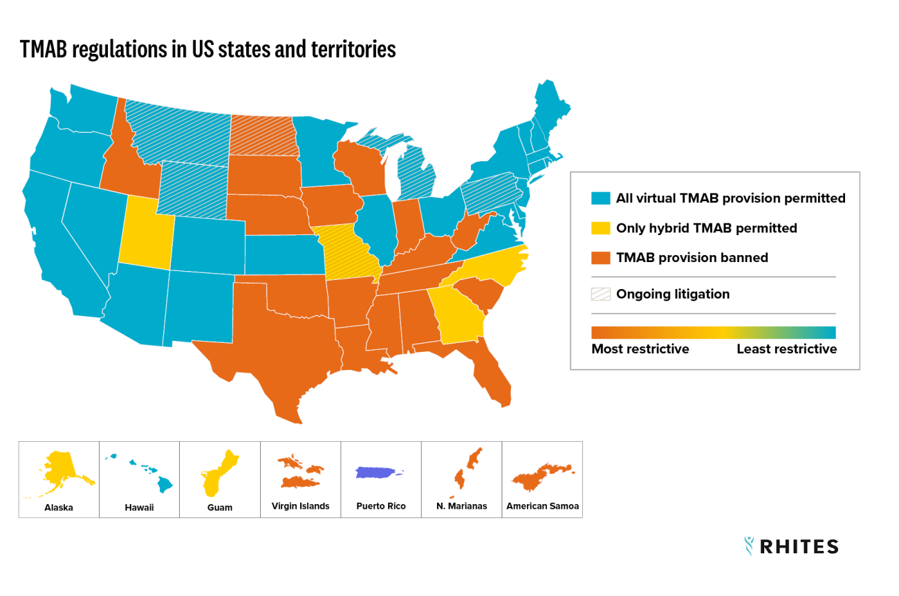 United States Map of TMAB regulations in US states and territories